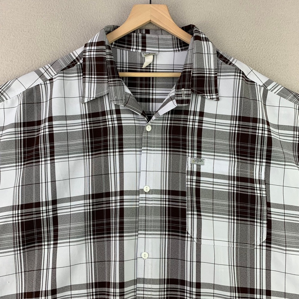 VTG CalTop Plaid Button Up Shirt Mens 3XL Brown Cholo Lowrider Short Sleeve